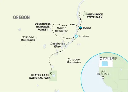 Oregon Bend & the Cascades Family Multi-Adventure Tour map
