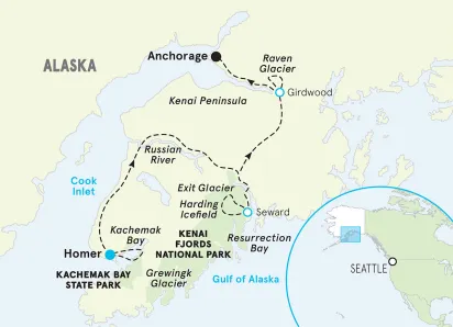 Alaska Kenai Walking & Hiking Tour map