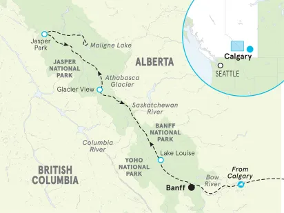 Canadian Rockies Bike Tour map