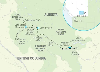 Canadian Rockies Multi-Adventure Tour map