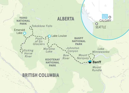 Canadian Rockies Family Multi-Adventure Tour map