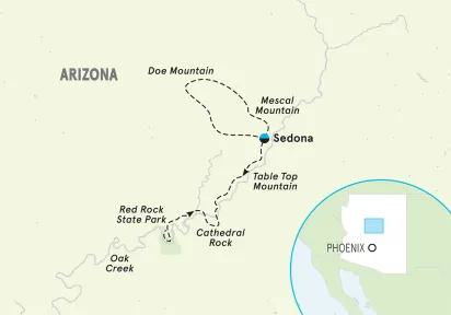 Arizona Sedona 4-Day Walking and Hiking Tour map