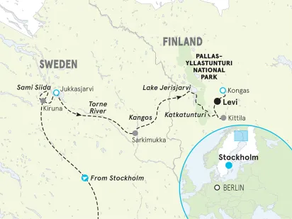 Finland & Sweden Northern Lights Multi-Adventure Tour map