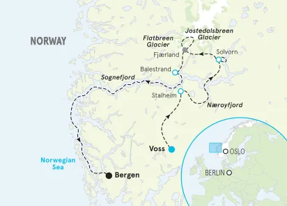 Norway Fjords Walking & Hiking Tour map