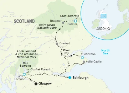 Scottish Highlands Easygoing Walking Tour map