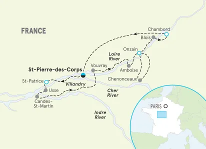 France Loire Valley Bike Tour map