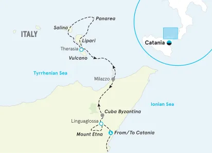 Italy Sicily & the Aeolian Islands Walking & Hiking Tour map