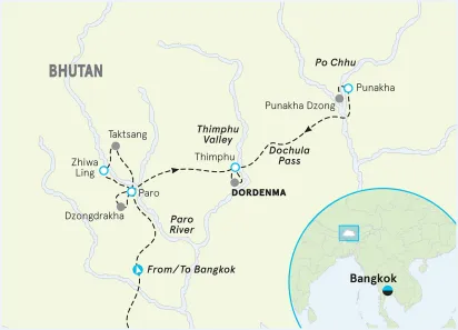 Bhutan Family Multi-Adventure Tour map