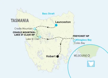 Tasmania Family Multi-Adventure Tour map