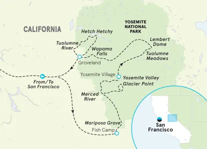 California Yosemite Family Multi-Adventure Tour map