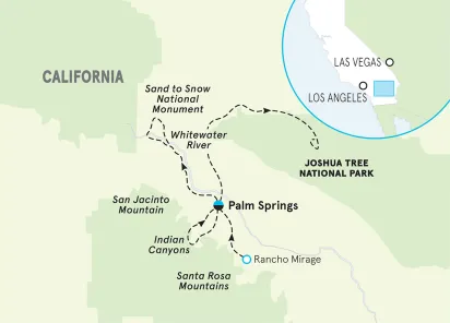 California Palm Springs & Joshua Tree Walking & Hiking Tour - 4-Day Getaway map