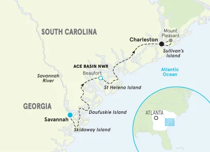 South Carolina Charleston Easygoing Multi-Adventure Tour map
