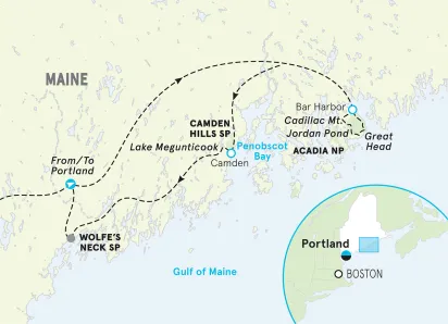 Maine Walking & Hiking Tour map