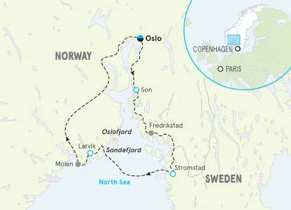 Norway & Sweden Bike Tour map