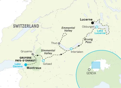 Switzerland Bike Tour map