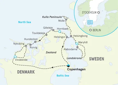 Sweden and Denmark Family Multi-Adventure Tour map