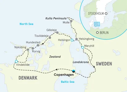 Sweden and Denmark Easygoing Multi-Adventure Tour map