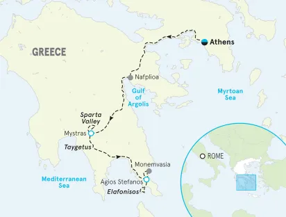 Greece Peloponnese Easygoing Multi-Adventure Tour map