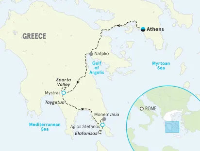 Greece Peloponnese Multi-Adventure Tour map