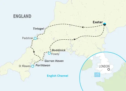 England Cornwall Walking & Hiking Tour map