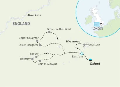 England Cotswolds Home Base Walking and Hiking Tour map