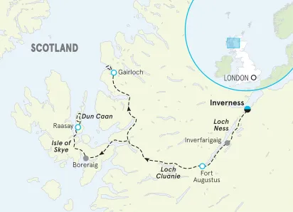 Scotland Walking and Hiking Tour map