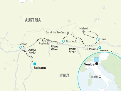 Italy Dolomites Bike Tour map
