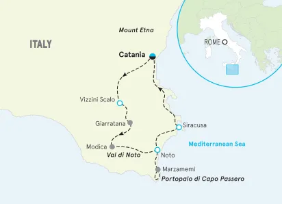 Italy Sicily Bike Tour map