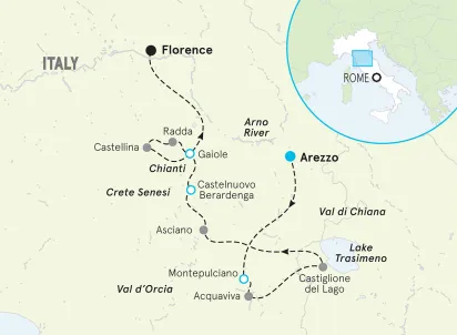 Italy Tuscany Family Bike Tour map