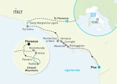 Italy Cinque Terre Walking and Hiking Tour map
