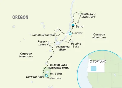 Oregon Crater Lake & Cascades Walking & Hiking Tour map