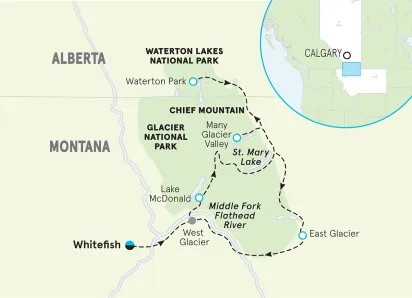 Glacier & Waterton Lakes Walking & Hiking Tour map