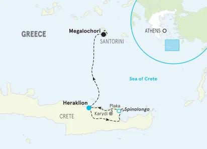 Greece Santorini & Crete Family Multi-Adventure Tour map
