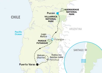 Chile Family Multi-Adventure Tour map