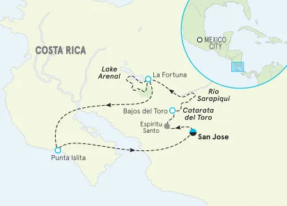 Costa Rica Women's Multi-Adventure Tour map