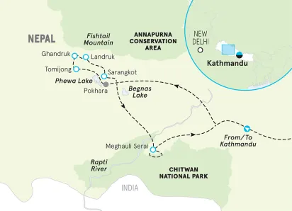 Nepal Women's Lodge-to-Lodge Trekking Tour map