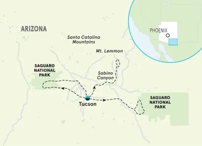 Arizona Saguaro & Tucson Family Multi-Adventure Tour - 4-Day Getaway map 