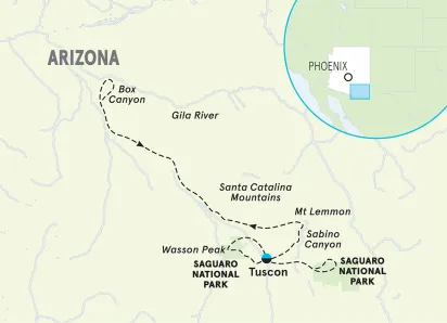 Arizona Sedona 4-Day Walking and Hiking Tour map
