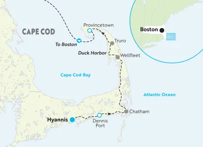Massachusetts Cape Cod Family Bike Tour map