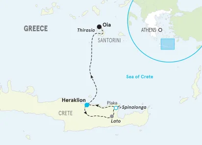 Greece Santorini & Crete Multi-Adventure Tour map