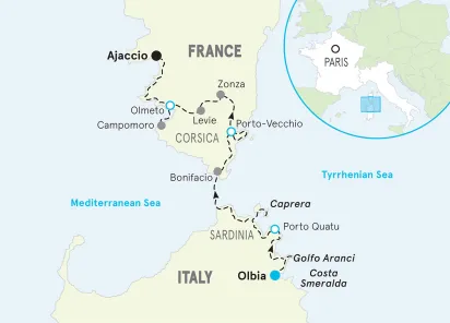 Italy Sardinia & Corsica Multi-Adventure Tour map