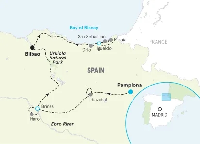 Spain Basque Country Active Culinary Hiking & Walking Tour map