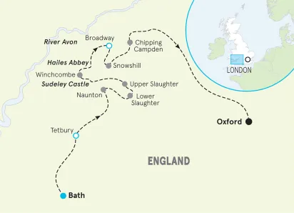England's Cotswolds Women's Walking & Hiking Tour map