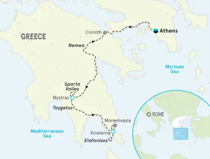 Greece Peloponnese Walking & Hiking Tour map