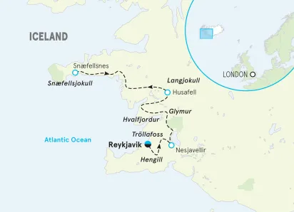 Iceland Women's Walking & Hiking Tour map