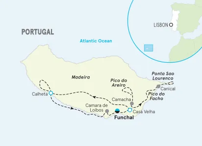 Portugal Madeira Walking and Hiking Tour map