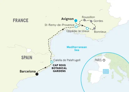 France Provence to Costa Brava Walking & Hiking Tour map
