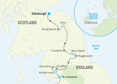 Scotland and England Hiking and Walking Tour map