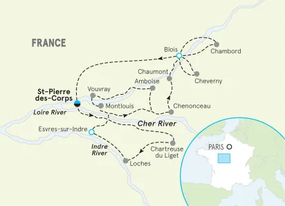 France Loire Valley Easygoing E-bike Tour map