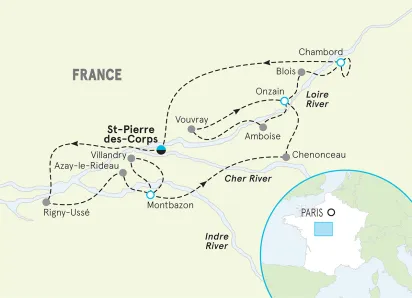 France Loire Valley Bike Tour map